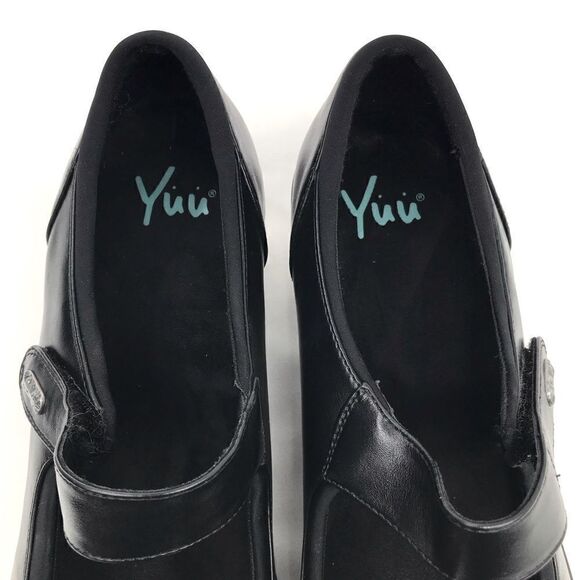 YUU Chandra Black Mary Jane Heeled Faux Leather Comfort Shoes - Picture 11 of 14